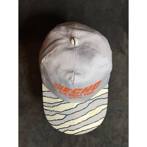 Vintage Y2k Echo Power Equipment The Right Tool Snapback Hat Zebra Striped - Picture 2 of 8
